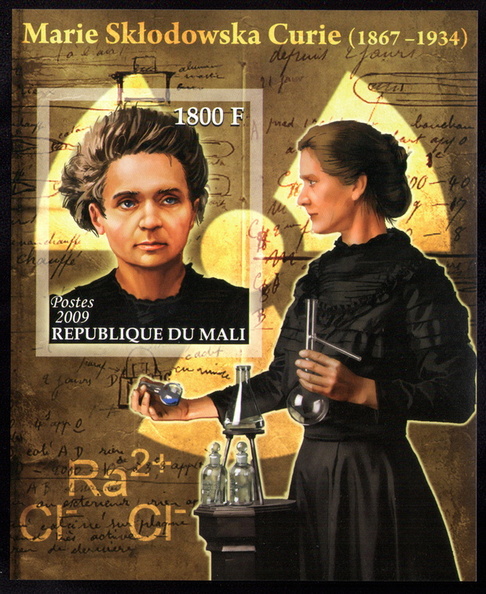 This not Marie Curie. Her name is Susan Marie Frontczak. She performs as Maria Sklodowska in a living history stage show called Manya that tours around the world, bringing Madame Curie’s science and soul to life.
Her likeness has wrongly been appropriated by many nations. Mali, Guinea-Bissau, Zambia and the Guinee Republic to name a few, as that of the real Marie Curie
http://www.itsokaytobesmart.com/post/79305213532/marie-curie-susan-marie-frontczak Mali-2009.jpg